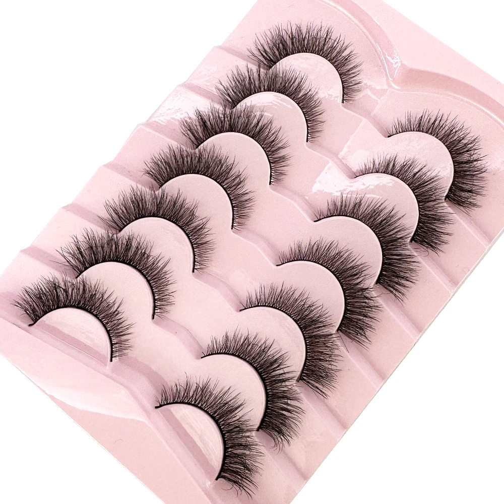 7pairs Natural Russian Strip Lashes Fluffy Mink Lashes 3D False Eyelashes Fluffy Volume Eyelashes Fake Eyelash Extension Make Up