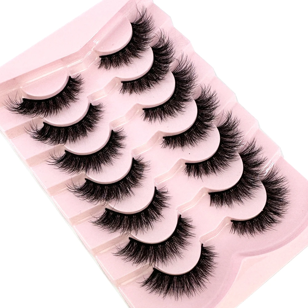 7pairs Natural Russian Strip Lashes Fluffy Mink Lashes 3D False Eyelashes Fluffy Volume Eyelashes Fake Eyelash Extension Make Up