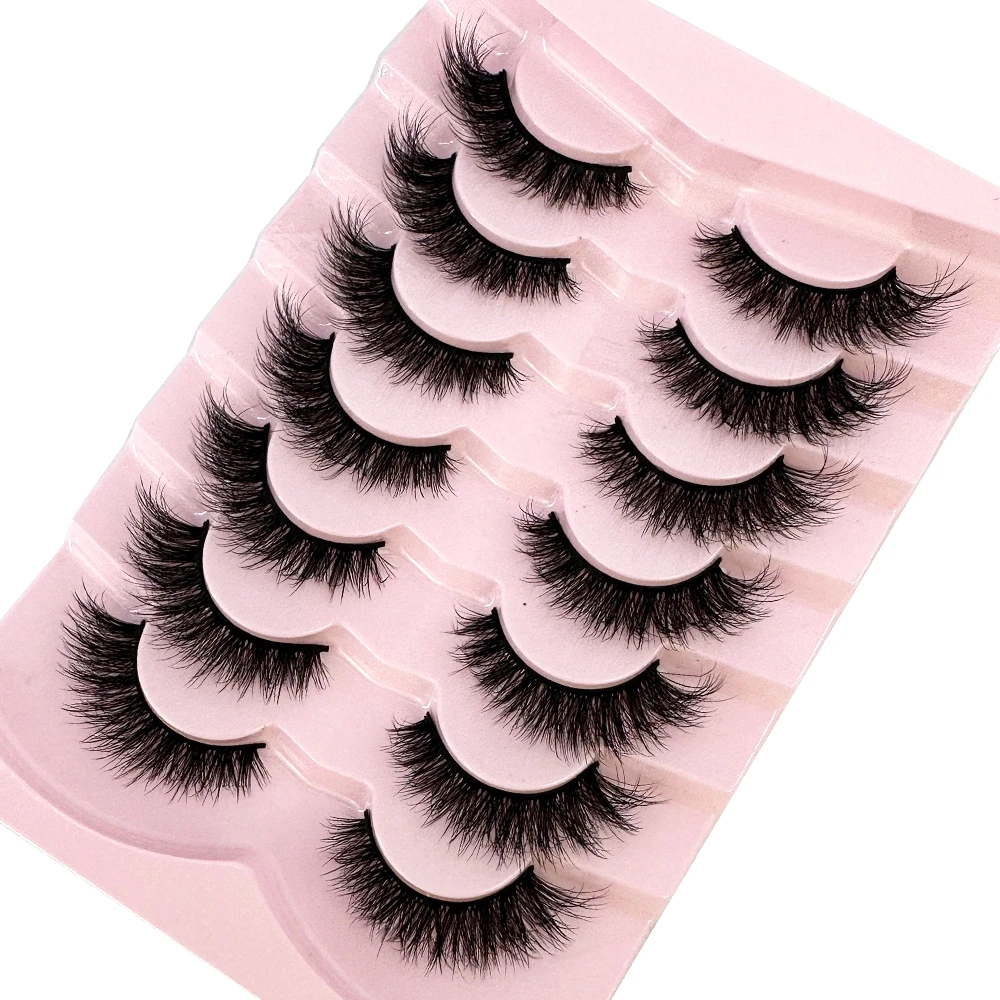 7pairs Natural Russian Strip Lashes Fluffy Mink Lashes 3D False Eyelashes Fluffy Volume Eyelashes Fake Eyelash Extension Make Up