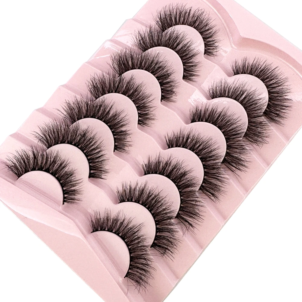 7pairs Natural Russian Strip Lashes Fluffy Mink Lashes 3D False Eyelashes Fluffy Volume Eyelashes Fake Eyelash Extension Make Up