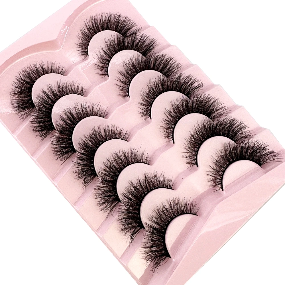 7pairs Natural Russian Strip Lashes Fluffy Mink Lashes 3D False Eyelashes Fluffy Volume Eyelashes Fake Eyelash Extension Make Up