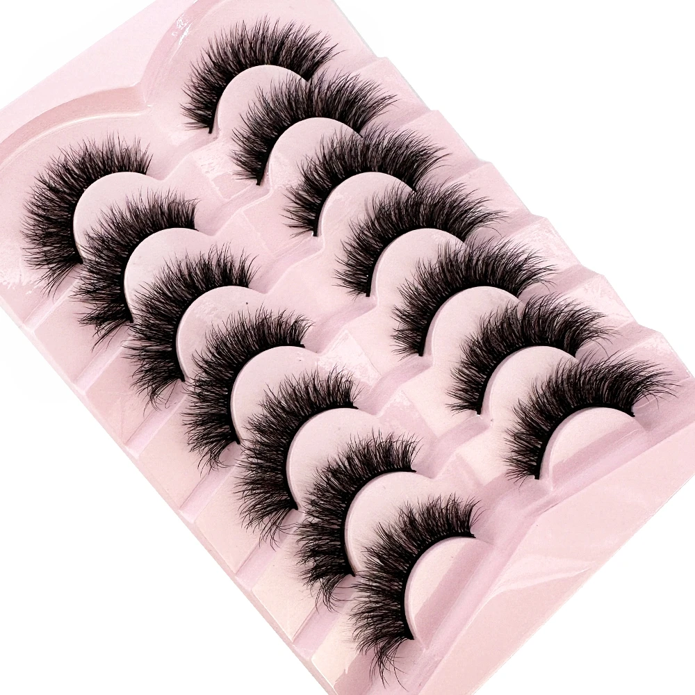 7pairs Natural Russian Strip Lashes Fluffy Mink Lashes 3D False Eyelashes Fluffy Volume Eyelashes Fake Eyelash Extension Make Up