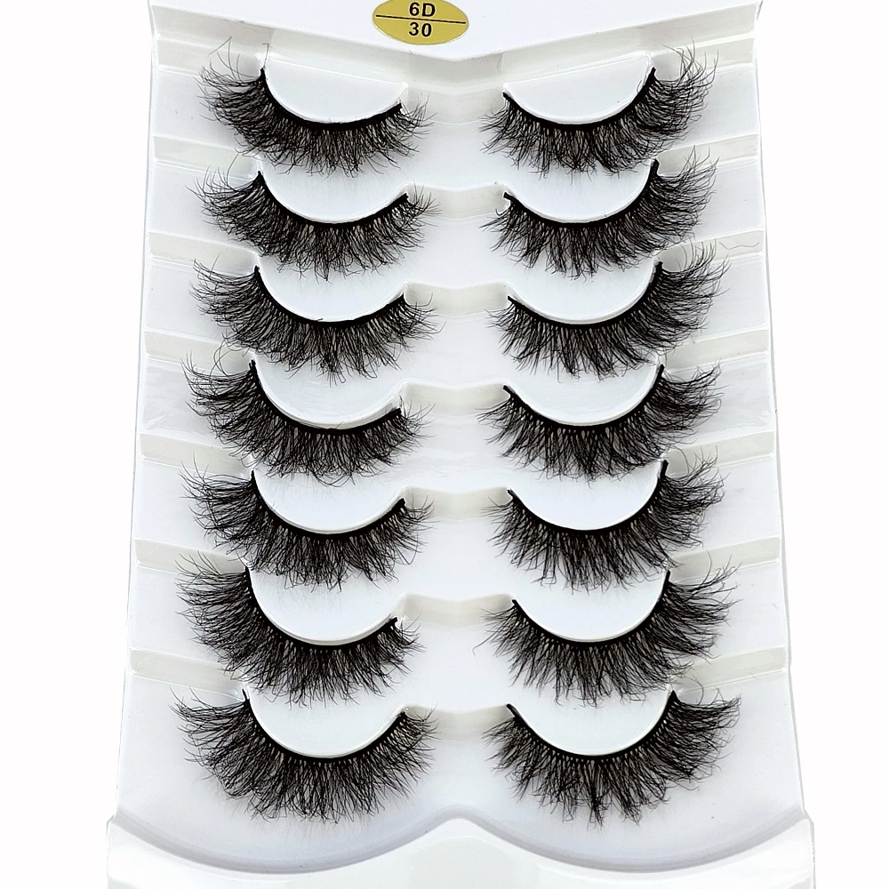7pairs Natural Russian Strip Lashes Fluffy Mink Lashes 3D False Eyelashes Fluffy Volume Eyelashes Fake Eyelash Extension Make Up