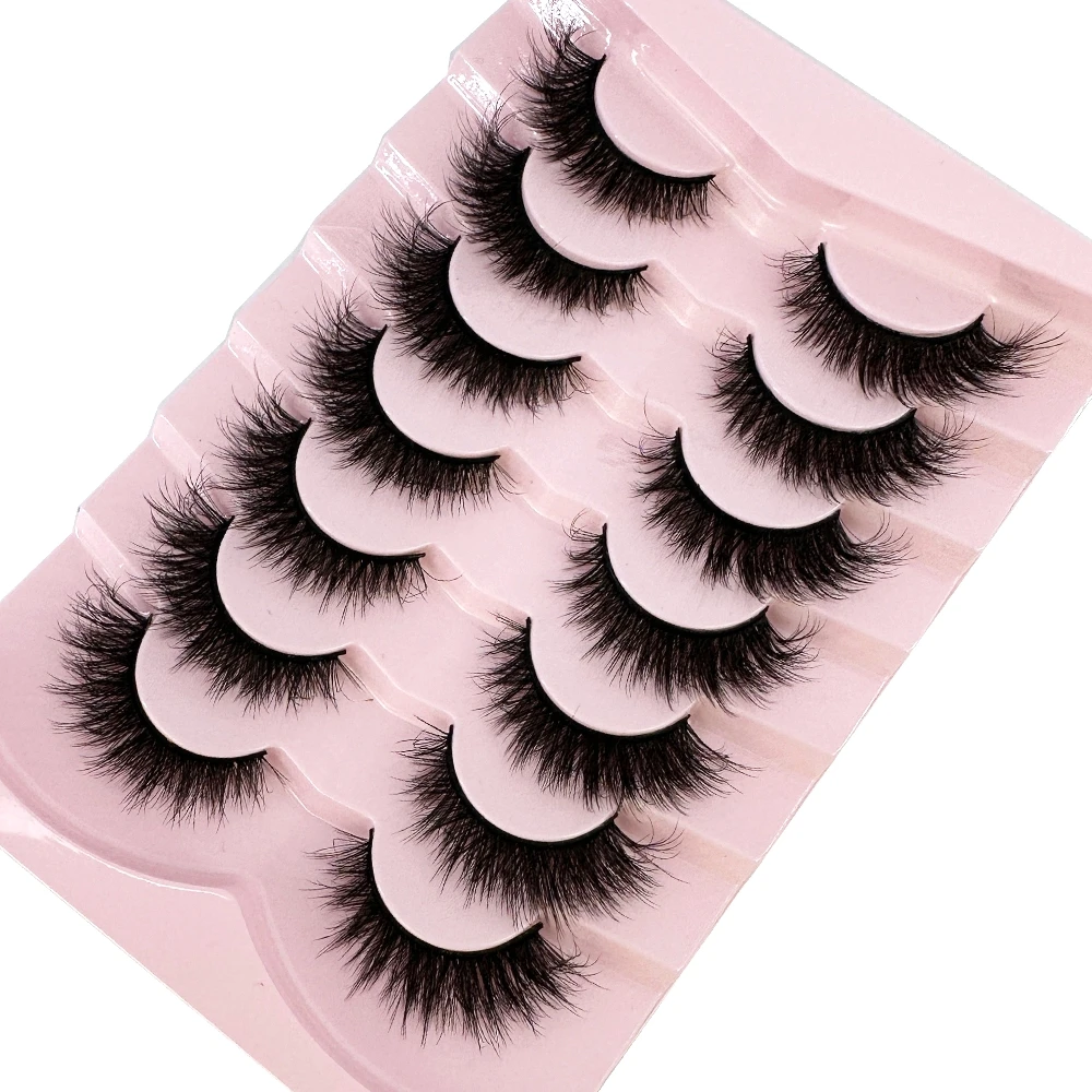 7pairs Natural Russian Strip Lashes Fluffy Mink Lashes 3D False Eyelashes Fluffy Volume Eyelashes Fake Eyelash Extension Make Up