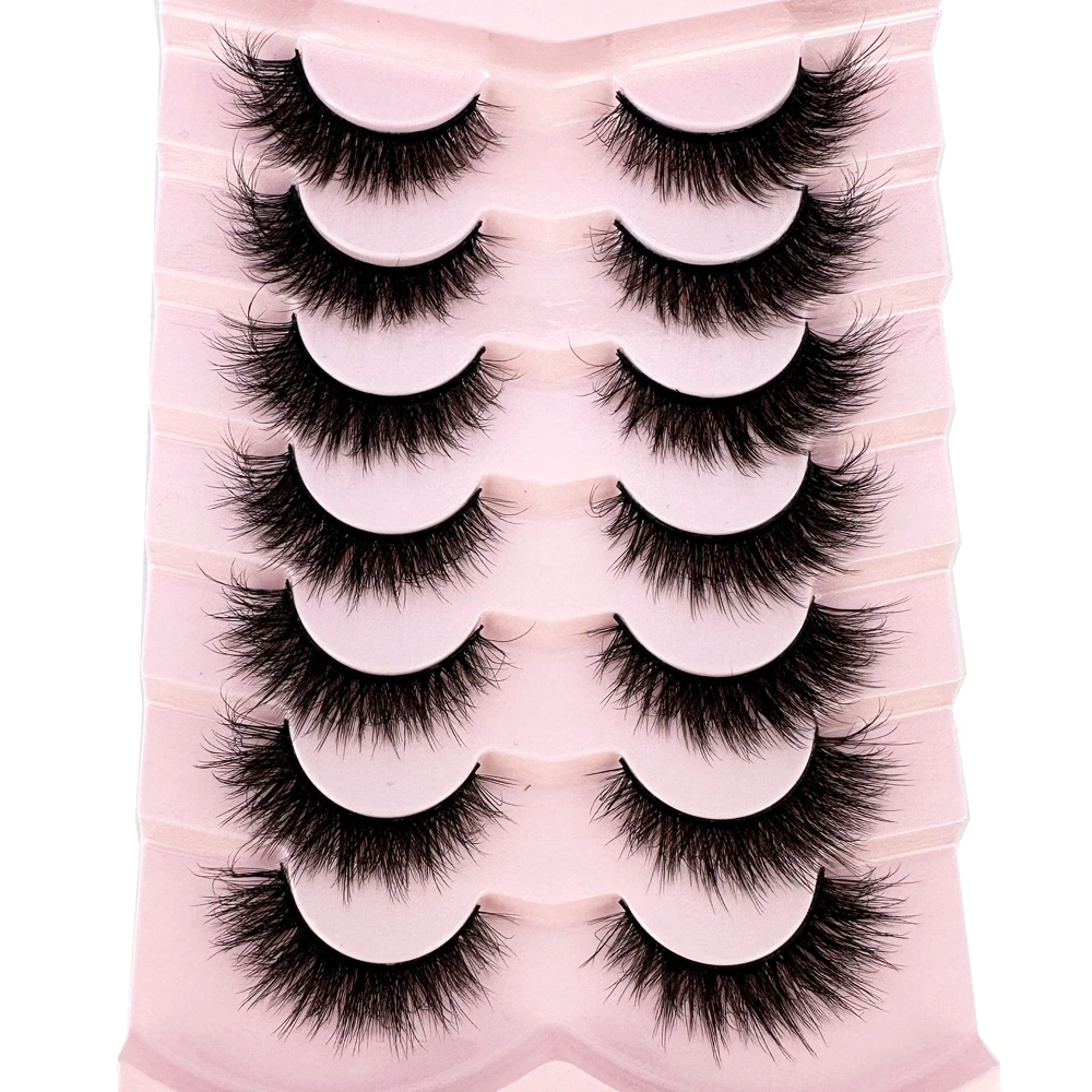7pairs Natural Russian Strip Lashes Fluffy Mink Lashes 3D False Eyelashes Fluffy Volume Eyelashes Fake Eyelash Extension Make Up