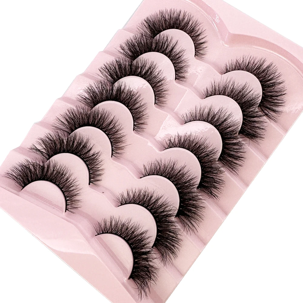 7pairs Natural Russian Strip Lashes Fluffy Mink Lashes 3D False Eyelashes Fluffy Volume Eyelashes Fake Eyelash Extension Make Up