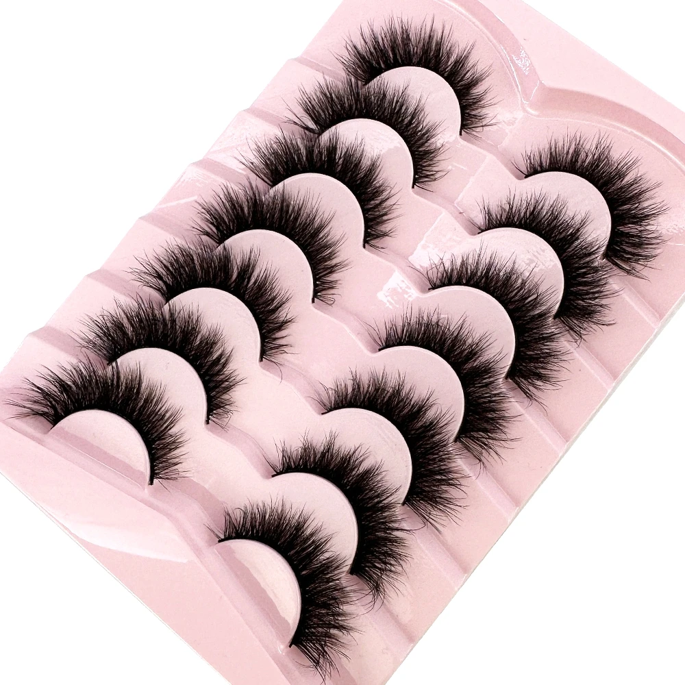 7pairs Natural Russian Strip Lashes Fluffy Mink Lashes 3D False Eyelashes Fluffy Volume Eyelashes Fake Eyelash Extension Make Up