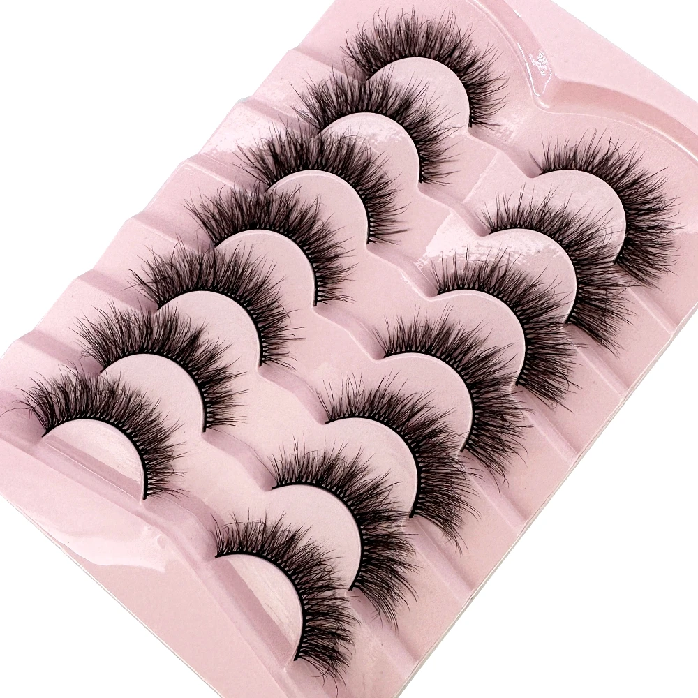 7pairs Natural Russian Strip Lashes Fluffy Mink Lashes 3D False Eyelashes Fluffy Volume Eyelashes Fake Eyelash Extension Make Up