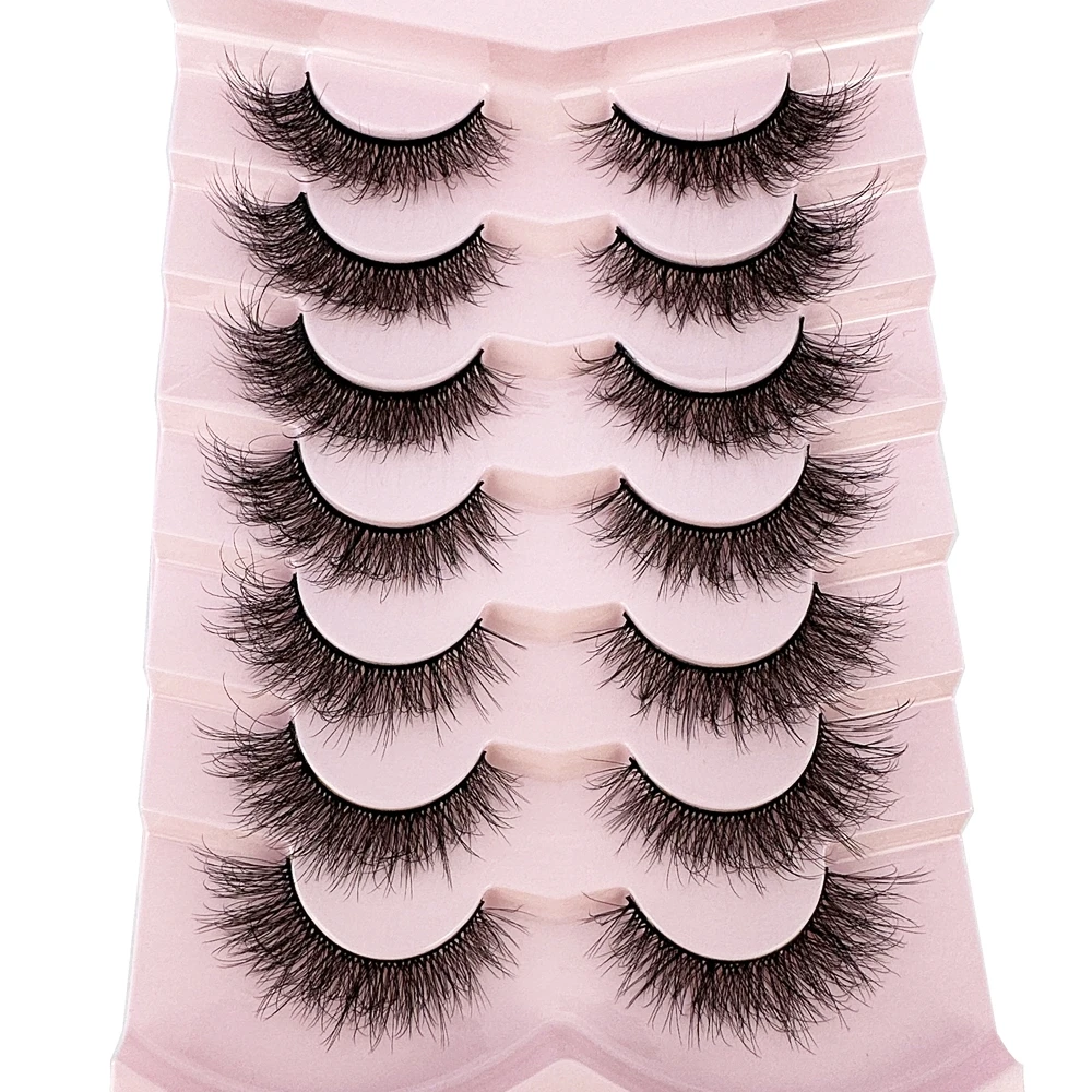 7pairs Natural Russian Strip Lashes Fluffy Mink Lashes 3D False Eyelashes Fluffy Volume Eyelashes Fake Eyelash Extension Make Up
