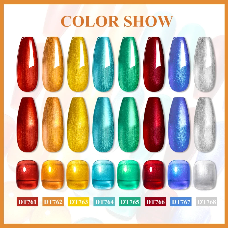 MEET ACROSS 7ml Red Metallic Gel Nail Polish Gold Silver Mirror Nail Art Varnish Glitter Sparkly Semi Permanent Soak Off UV Gel