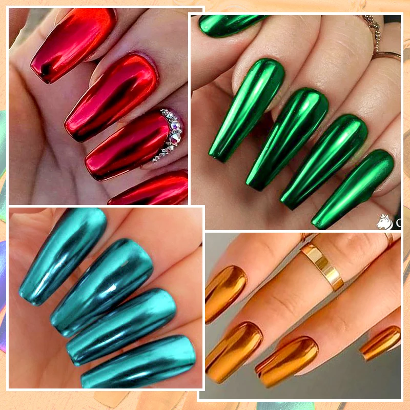 MEET ACROSS 7ml Red Metallic Gel Nail Polish Gold Silver Mirror Nail Art Varnish Glitter Sparkly Semi Permanent Soak Off UV Gel