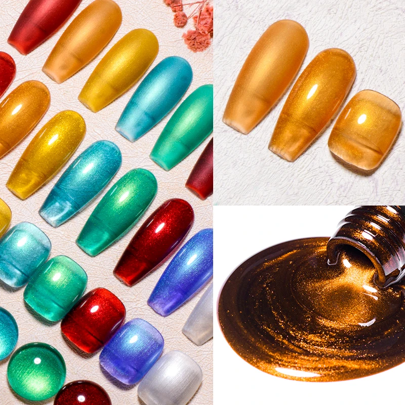MEET ACROSS 7ml Red Metallic Gel Nail Polish Gold Silver Mirror Nail Art Varnish Glitter Sparkly Semi Permanent Soak Off UV Gel
