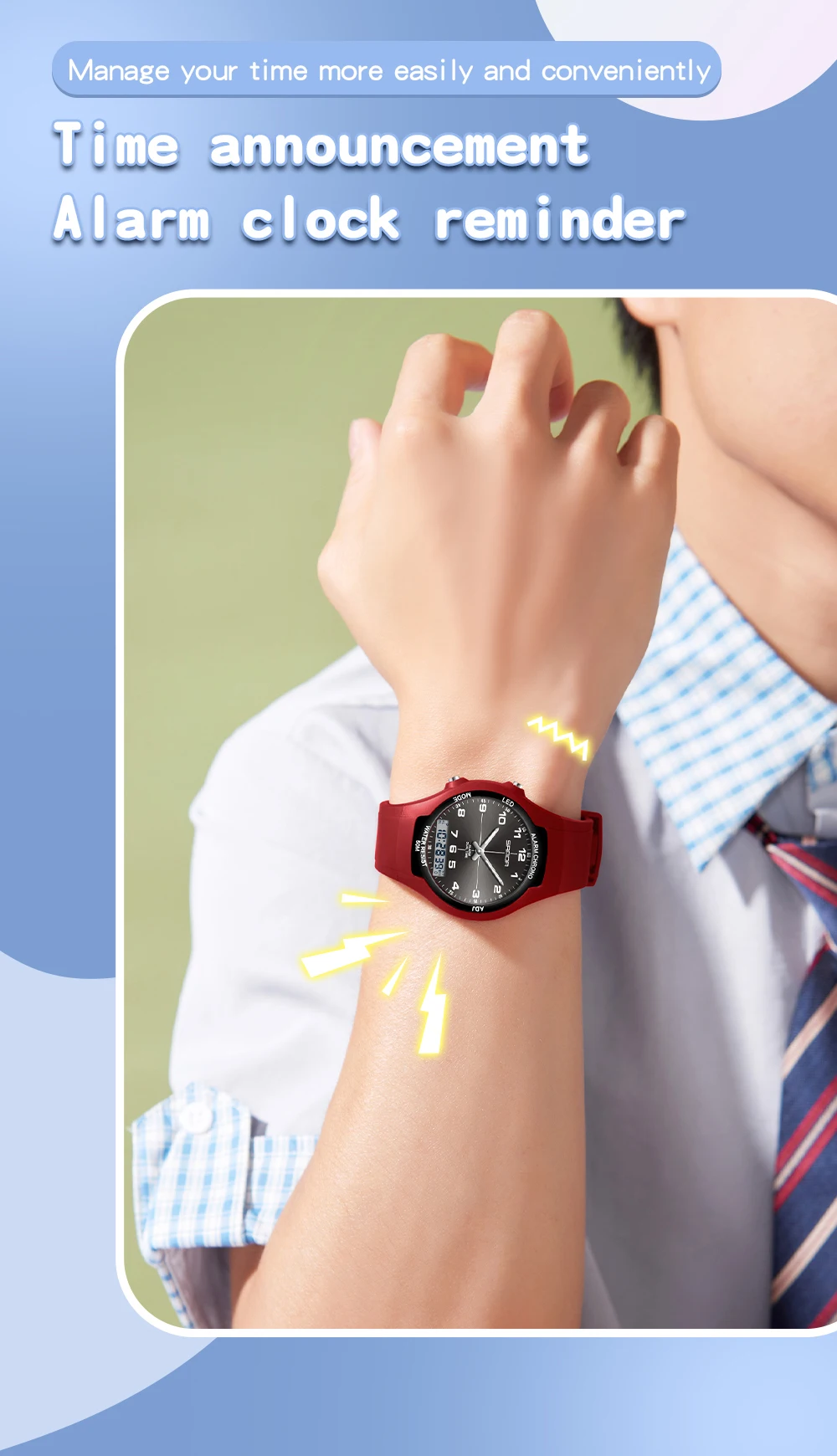 SANDA6320 New Dual Display Electronic Watch Fashion Waterproof Women's Watch Night Light Student Quartz Sports Watch Men's Clock