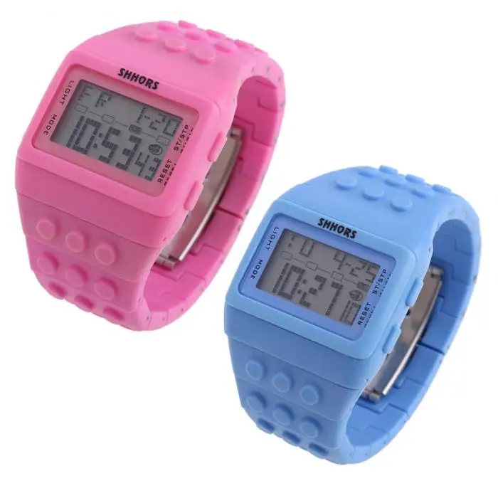 Digital LED Watches Unisex Colorful Constructor Watch Blocks Splice Sports Wristwatch For Children Xmas New Year Gifts