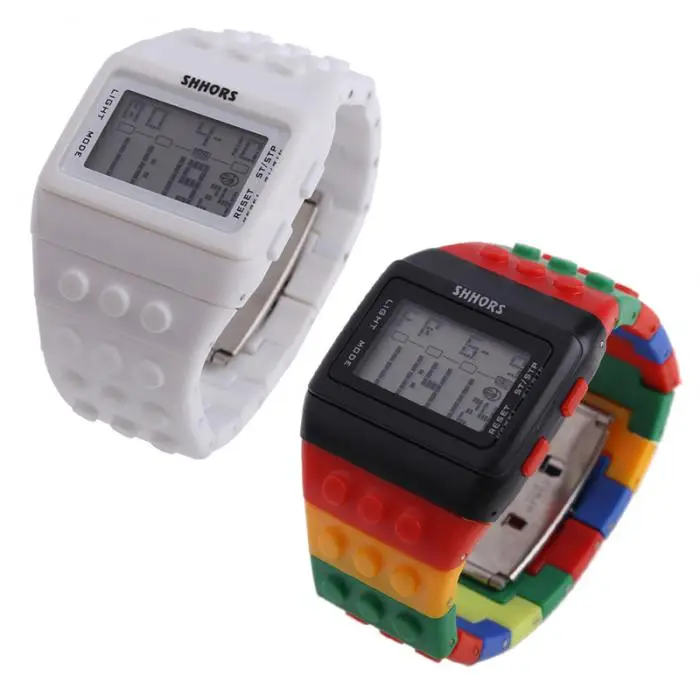 Digital LED Watches Unisex Colorful Constructor Watch Blocks Splice Sports Wristwatch For Children Xmas New Year Gifts