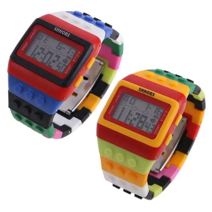 Digital LED Watches Unisex Colorful Constructor Watch Blocks Splice Sports Wristwatch For Children Xmas New Year Gifts