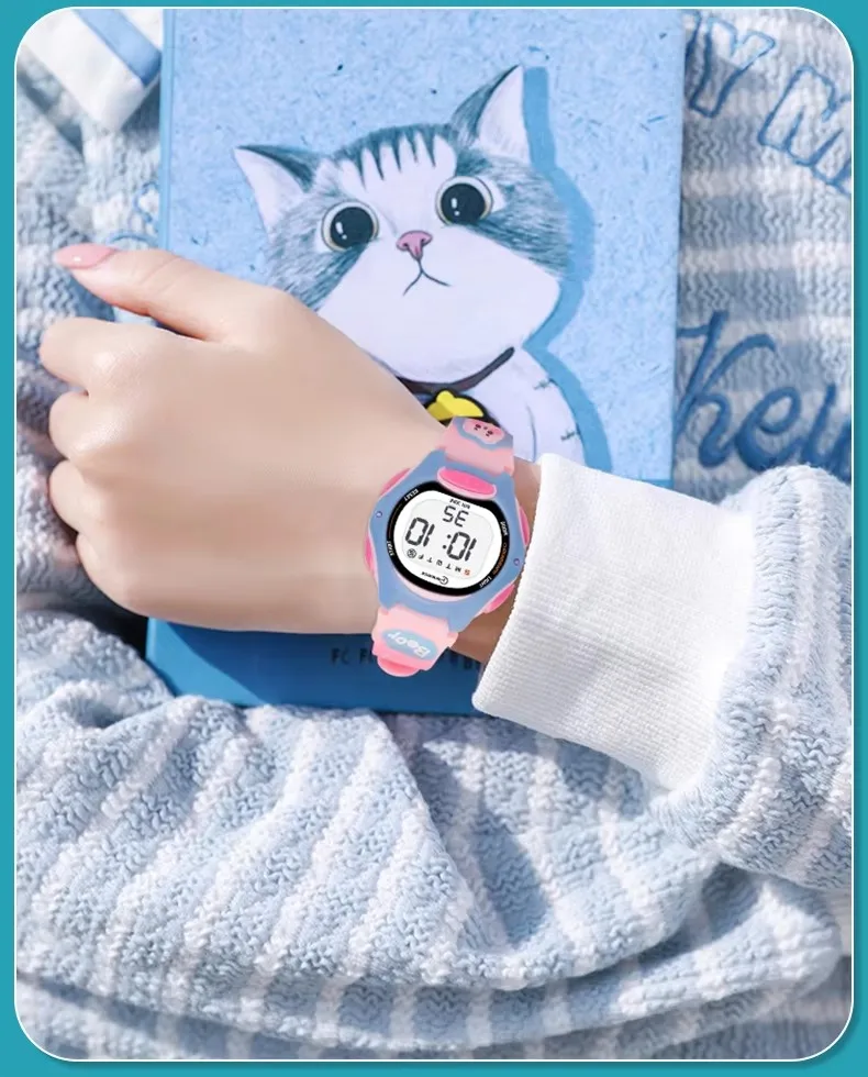 Children Watches Cute Pink Digital Kids Watch For Boys Girls 30M Waterproof Purple Student Electronic LED Wristwatch Gifts