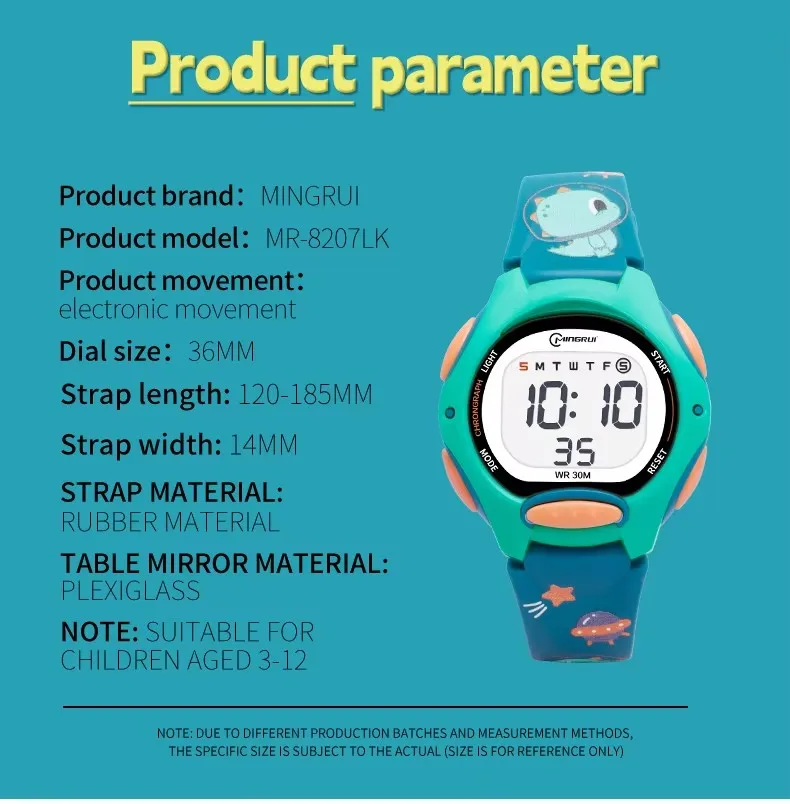 Children Watches Cute Pink Digital Kids Watch For Boys Girls 30M Waterproof Purple Student Electronic LED Wristwatch Gifts