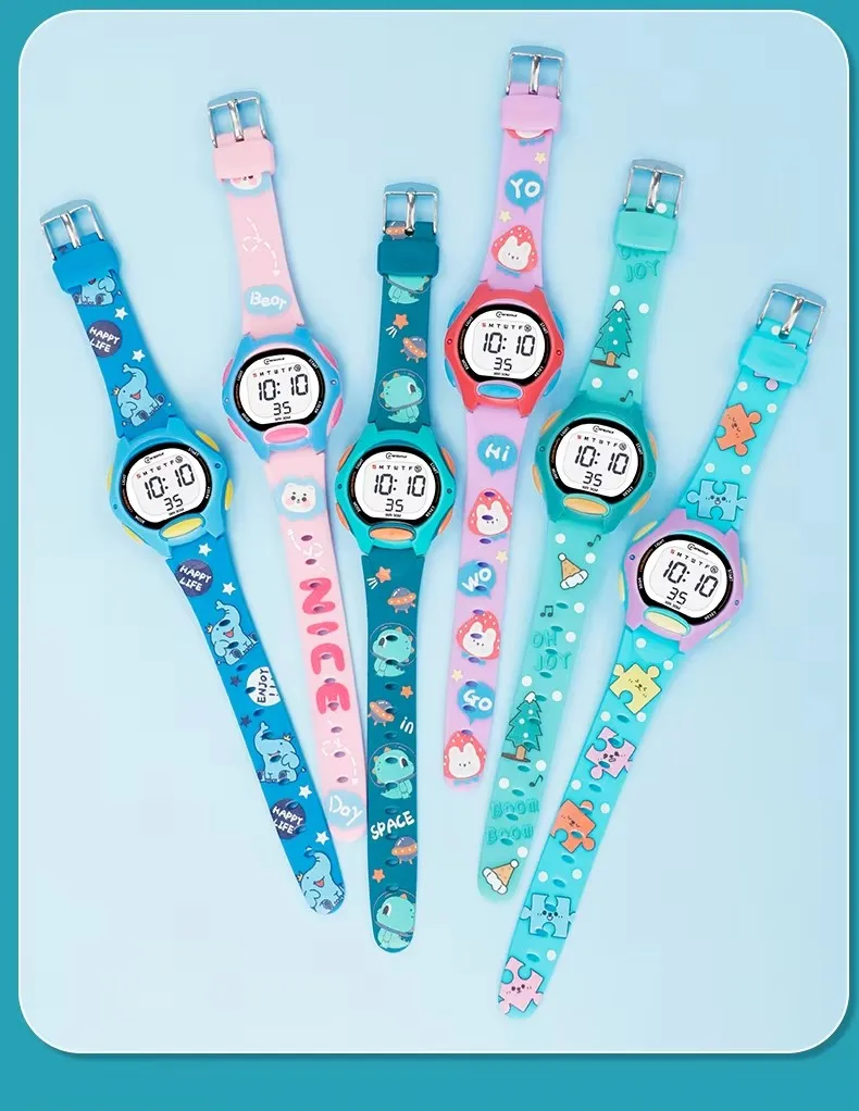 Children Watches Cute Pink Digital Kids Watch For Boys Girls 30M Waterproof Purple Student Electronic LED Wristwatch Gifts