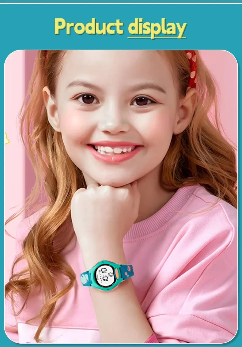 Children Watches Cute Pink Digital Kids Watch For Boys Girls 30M Waterproof Purple Student Electronic LED Wristwatch Gifts