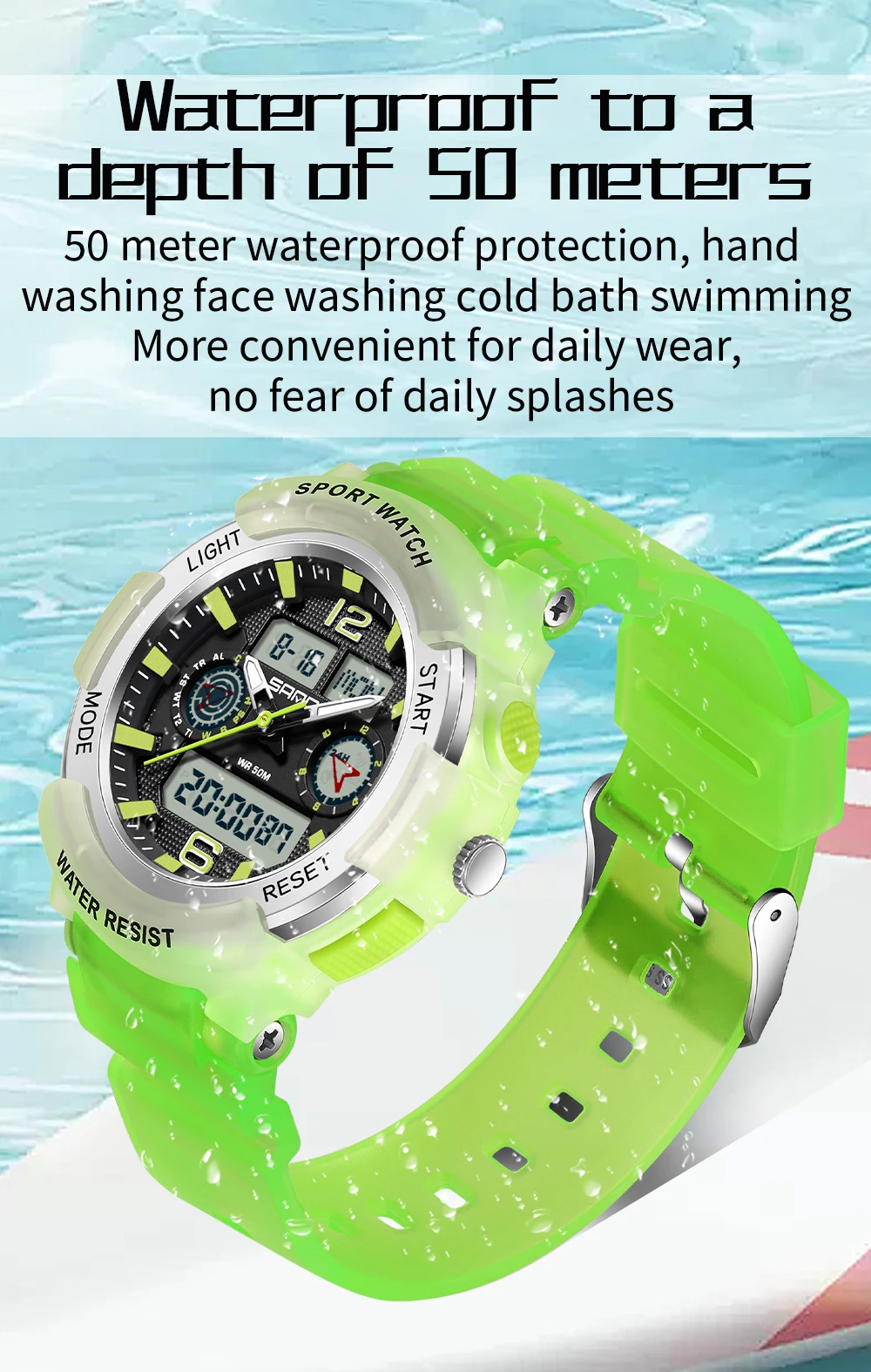 SANDA New 6188 Fashion Multi Functional Student Sports Waterproof Multi Functional Quartz Electronic Men's and Women's Watch