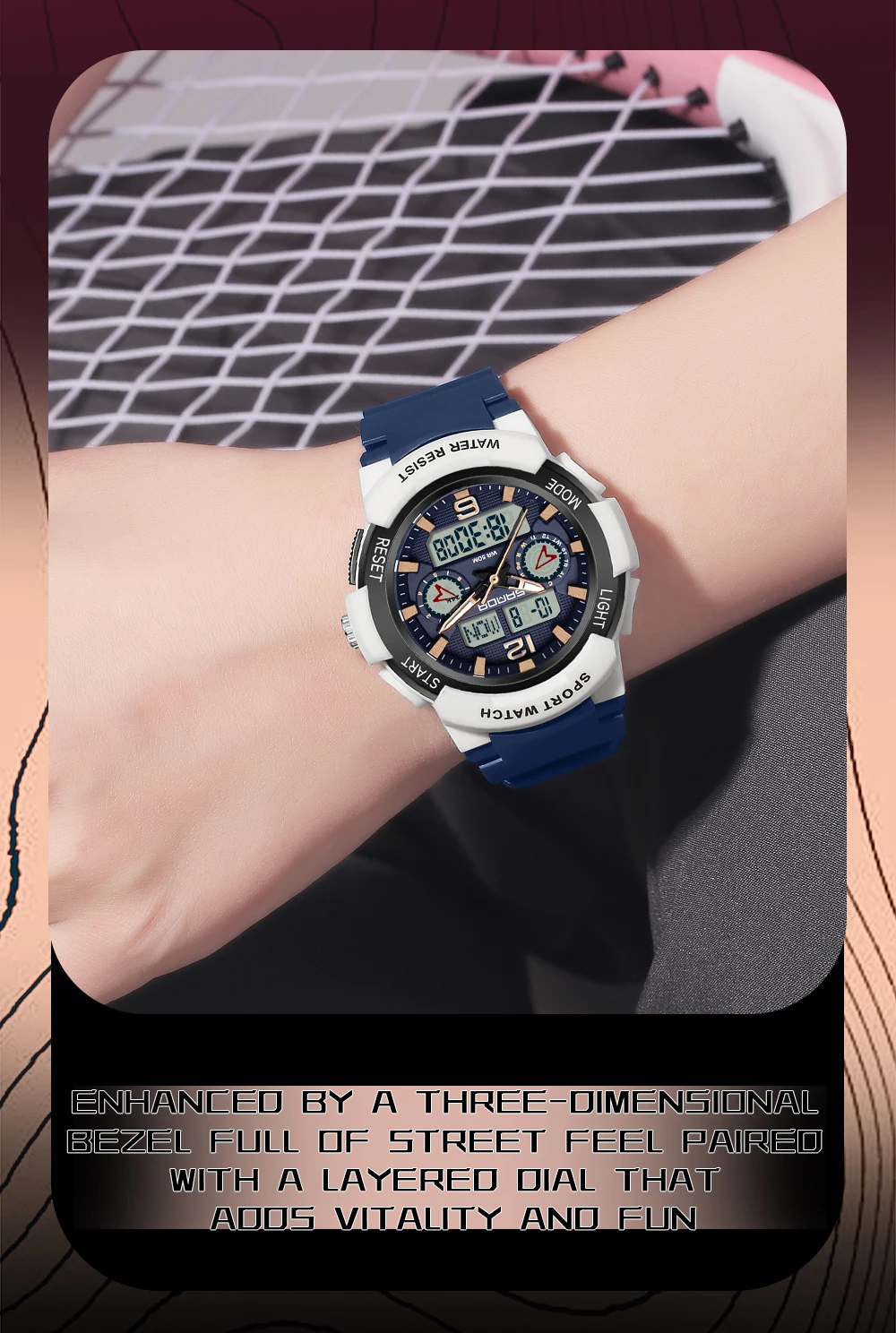 SANDA New 6188 Fashion Multi Functional Student Sports Waterproof Multi Functional Quartz Electronic Men's and Women's Watch