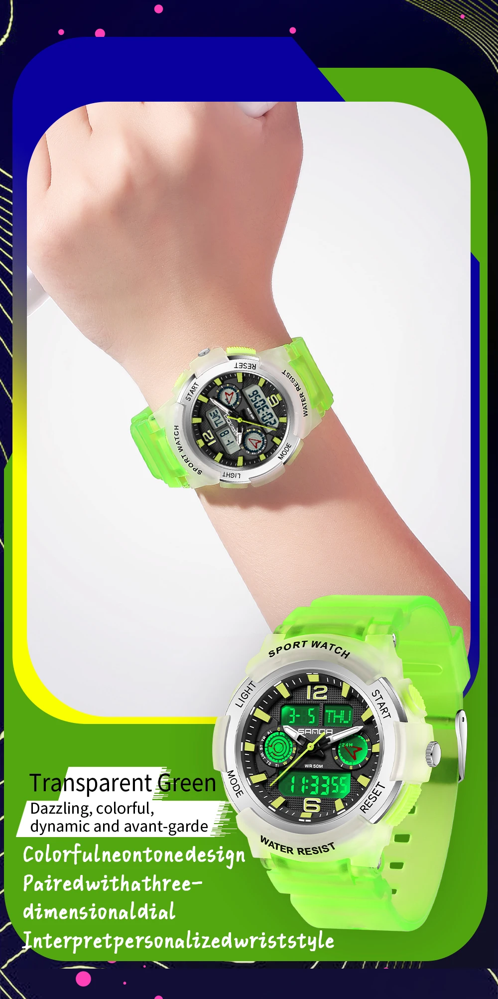SANDA New 6188 Fashion Multi Functional Student Sports Waterproof Multi Functional Quartz Electronic Men's and Women's Watch