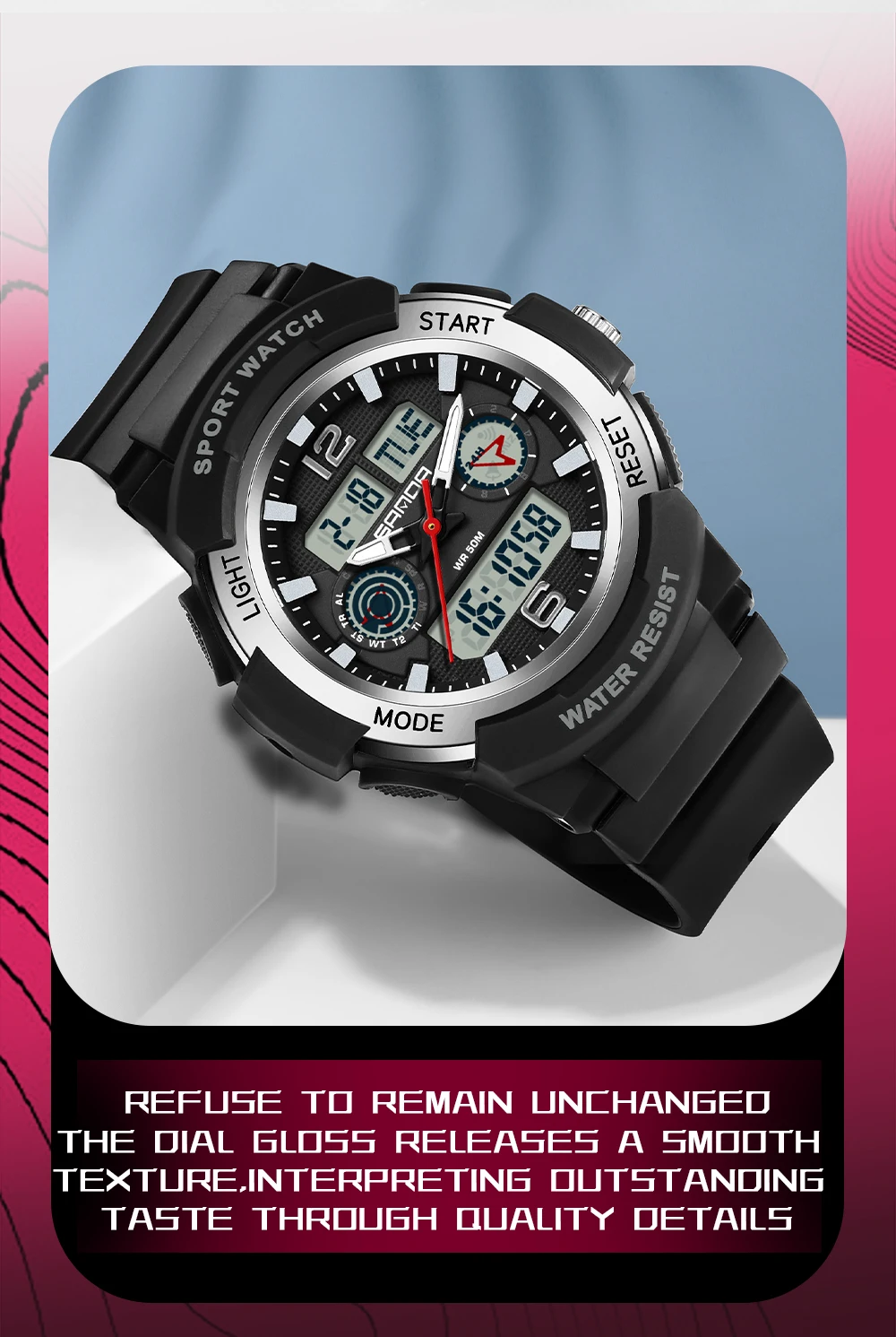 SANDA New 6188 Fashion Multi Functional Student Sports Waterproof Multi Functional Quartz Electronic Men's and Women's Watch