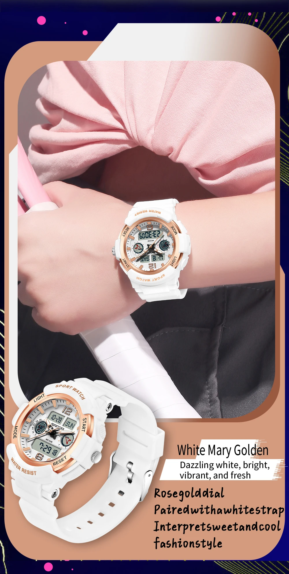 SANDA New 6188 Fashion Multi Functional Student Sports Waterproof Multi Functional Quartz Electronic Men's and Women's Watch