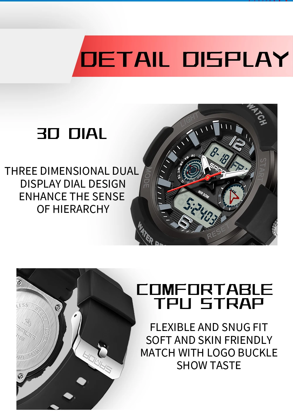 SANDA New 6188 Fashion Multi Functional Student Sports Waterproof Multi Functional Quartz Electronic Men's and Women's Watch