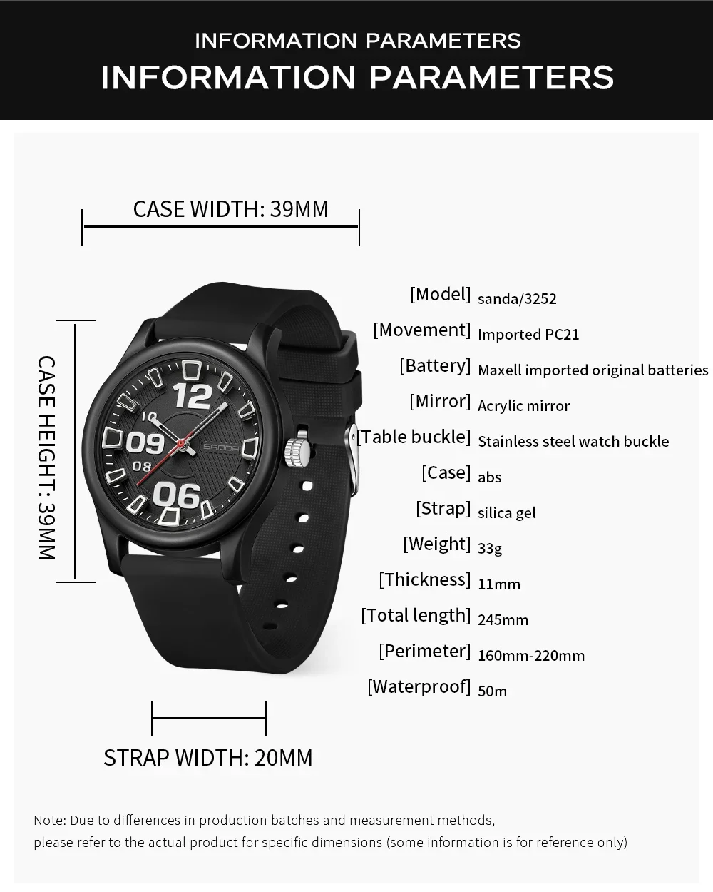 SANDA 3252 Popular Student Quartz Watch Fashionable And Simple Waterproof Silicone Tape Children's Quartz Watch 2024
