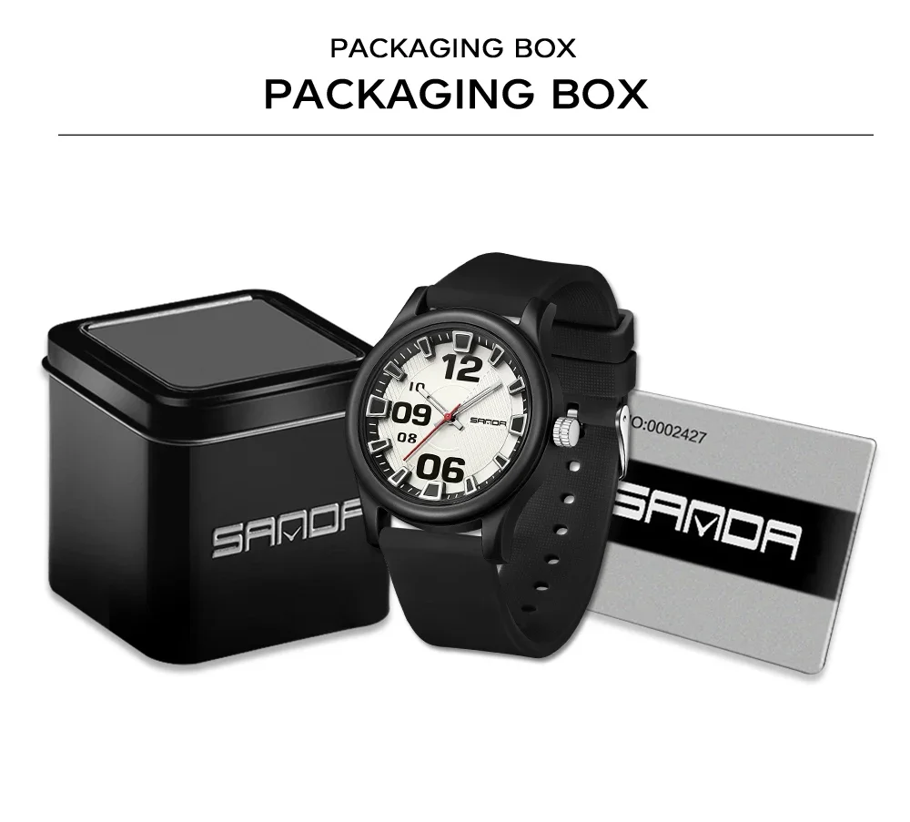 SANDA 3252 Popular Student Quartz Watch Fashionable And Simple Waterproof Silicone Tape Children's Quartz Watch 2024