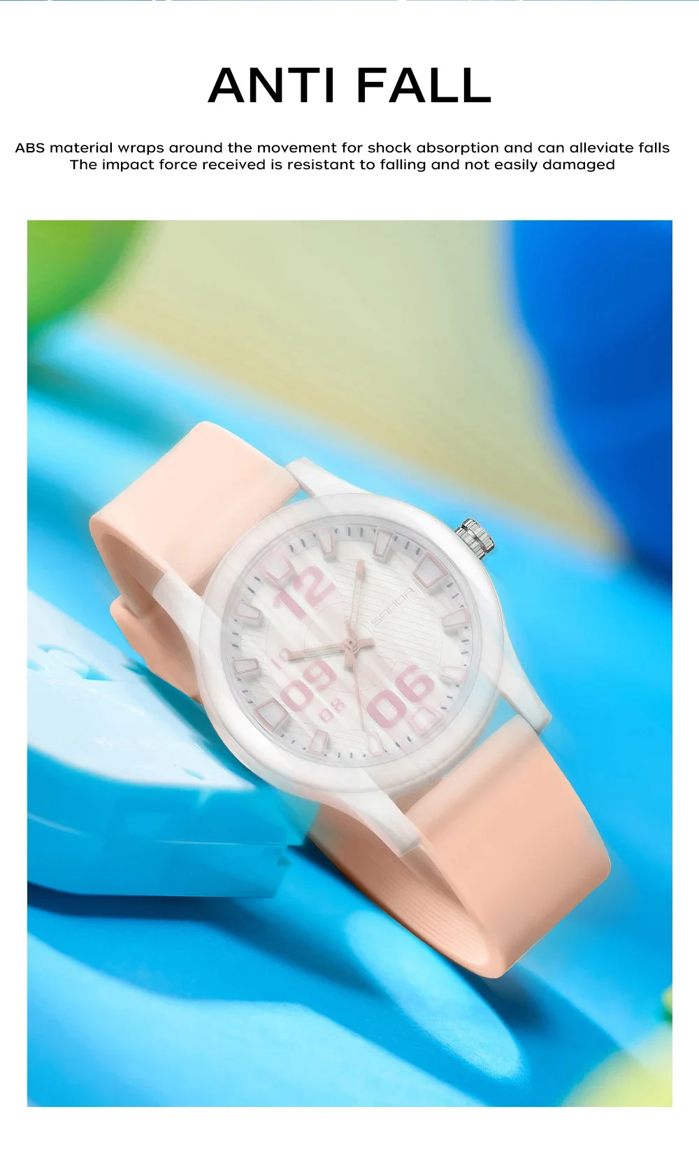 SANDA 3252 Popular Student Quartz Watch Fashionable And Simple Waterproof Silicone Tape Children's Quartz Watch 2024