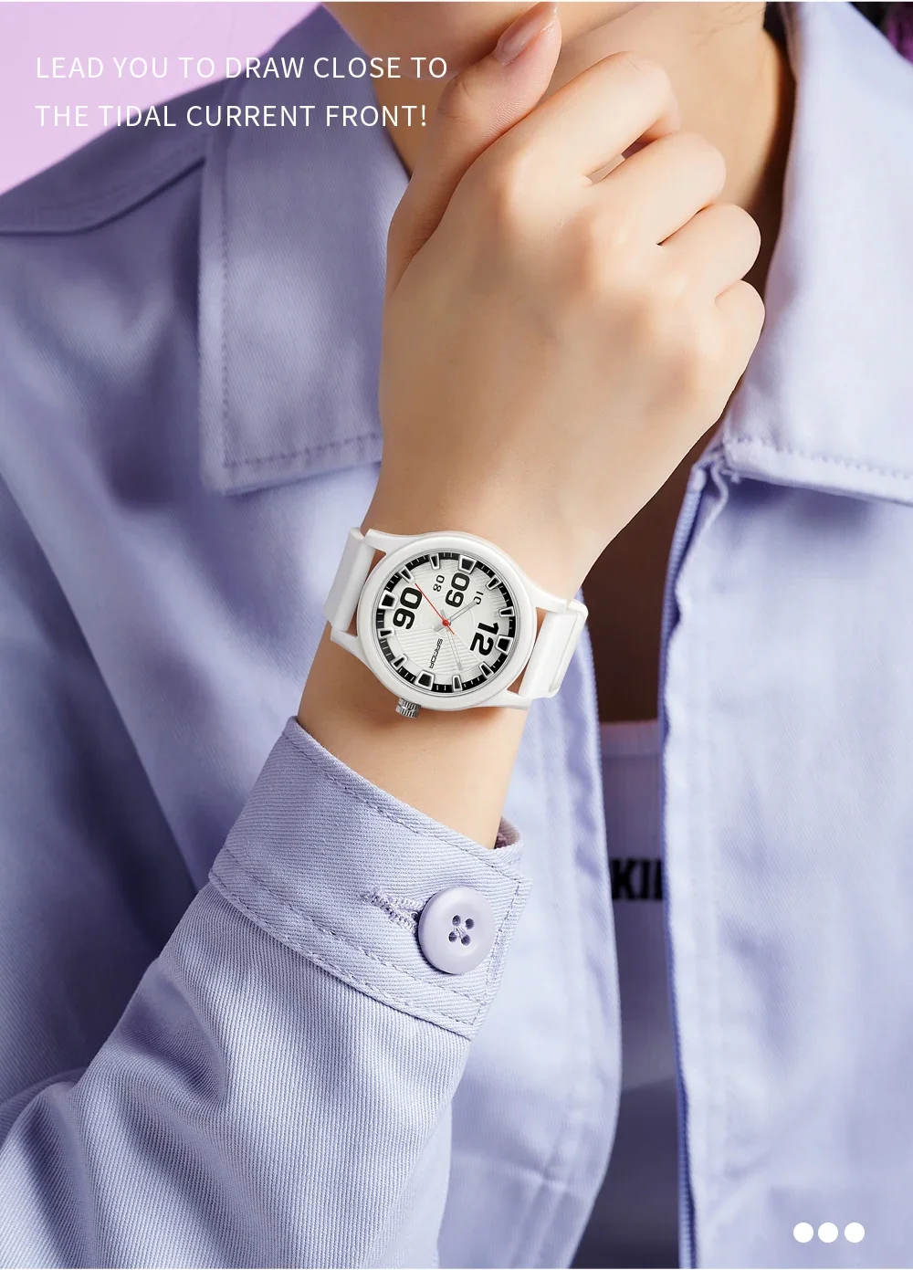 SANDA 3252 Popular Student Quartz Watch Fashionable And Simple Waterproof Silicone Tape Children's Quartz Watch 2024