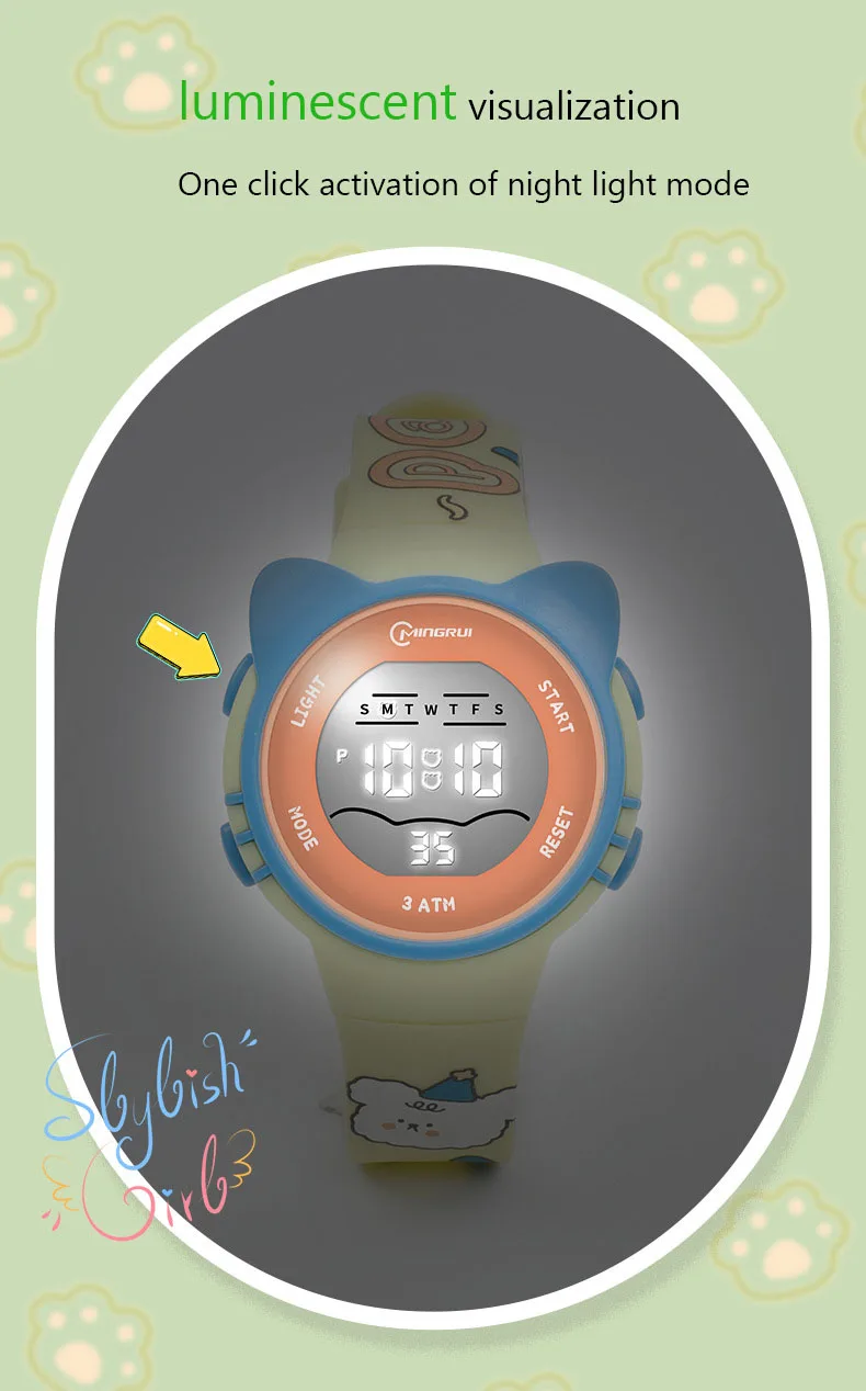 Children Watch Girls Cute Cartoon Electronic Watches Waterproof Alarm Clock Multi Functional Boys Student Wristwatch