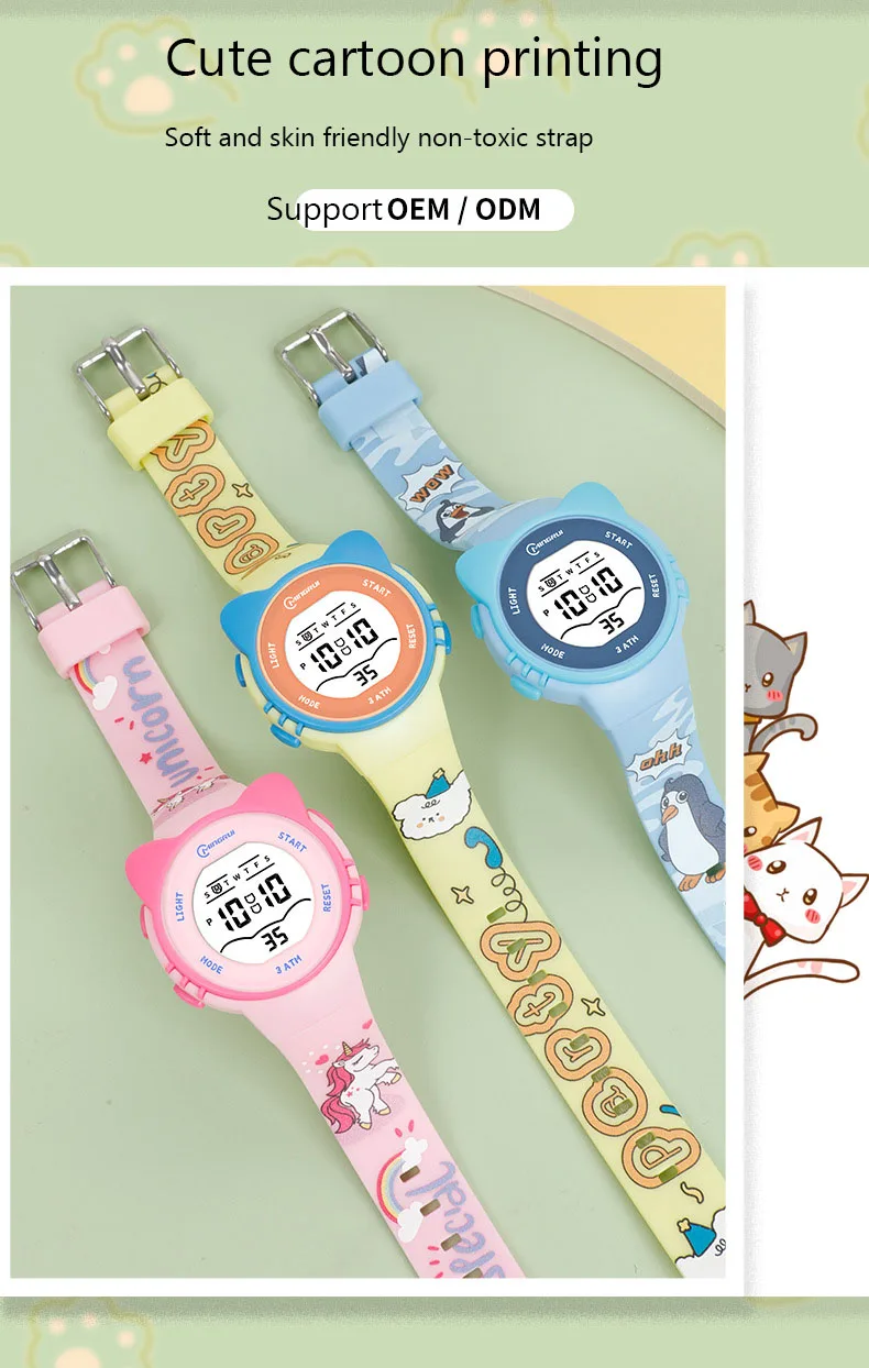 Children Watch Girls Cute Cartoon Electronic Watches Waterproof Alarm Clock Multi Functional Boys Student Wristwatch