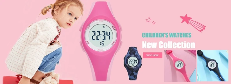OHSEN Kids Sport Watches 50M Waterproof Red Cartoon Digital Wristwatch Stopwatch Electronic LED Children Watch For Boys Girls