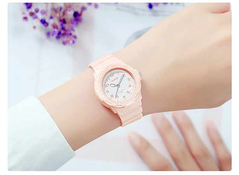 UTHAI Student Watch Fashion Trend Outdoor Sports Fresh 50M Waterproof PU Soft Female Middle School Student Youth Clock Watches