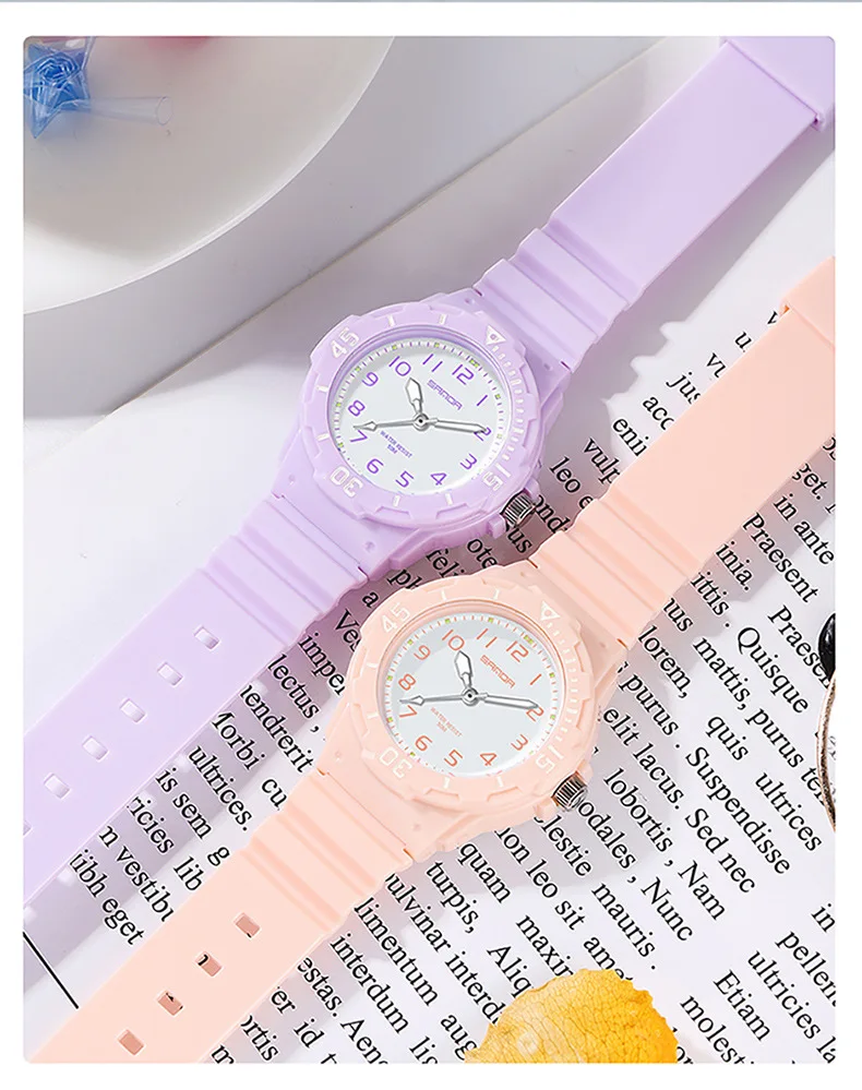 UTHAI Student Watch Fashion Trend Outdoor Sports Fresh 50M Waterproof PU Soft Female Middle School Student Youth Clock Watches