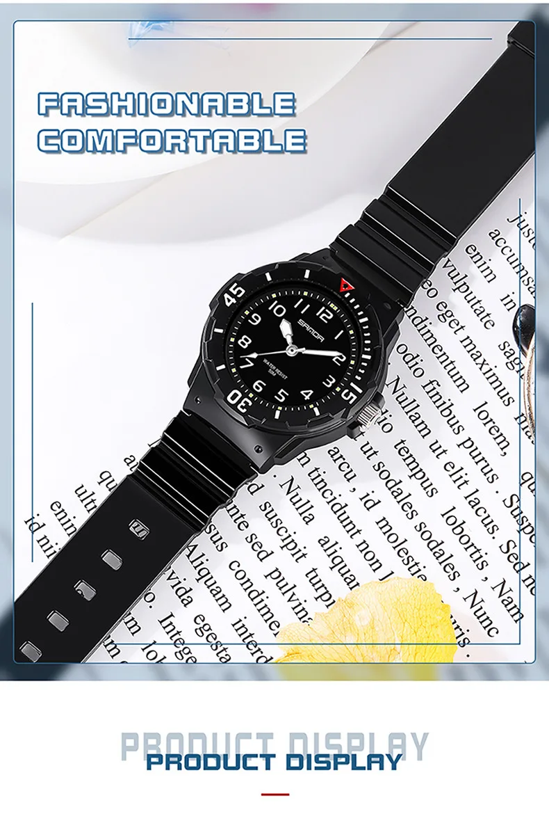 UTHAI Student Watch Fashion Trend Outdoor Sports Fresh 50M Waterproof PU Soft Female Middle School Student Youth Clock Watches