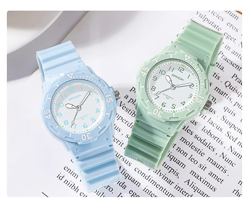 UTHAI Student Watch Fashion Trend Outdoor Sports Fresh 50M Waterproof PU Soft Female Middle School Student Youth Clock Watches