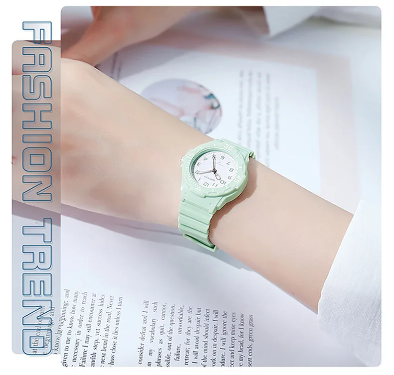 UTHAI Student Watch Fashion Trend Outdoor Sports Fresh 50M Waterproof PU Soft Female Middle School Student Youth Clock Watches