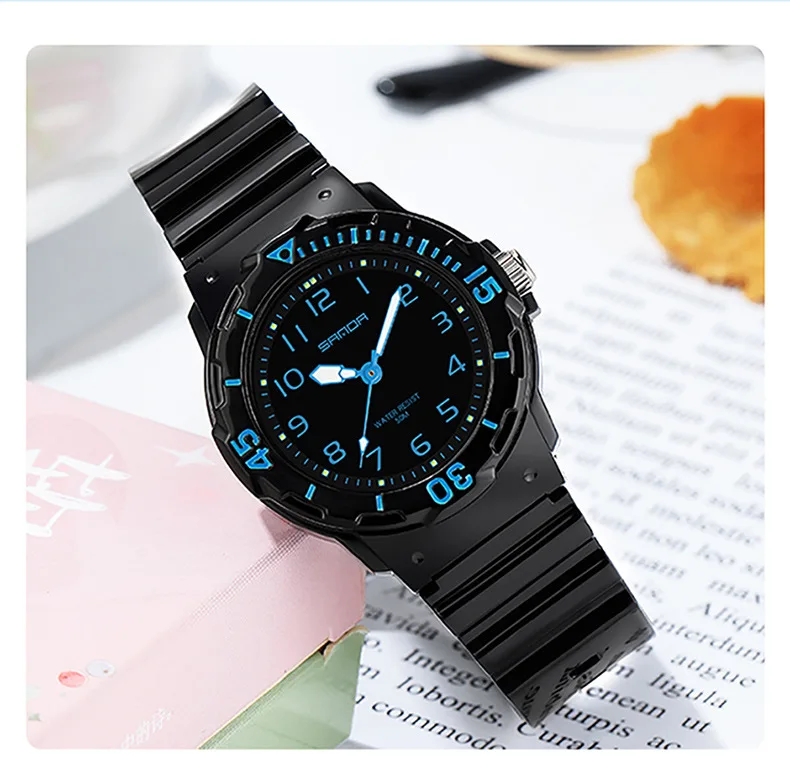 UTHAI Student Watch Fashion Trend Outdoor Sports Fresh 50M Waterproof PU Soft Female Middle School Student Youth Clock Watches
