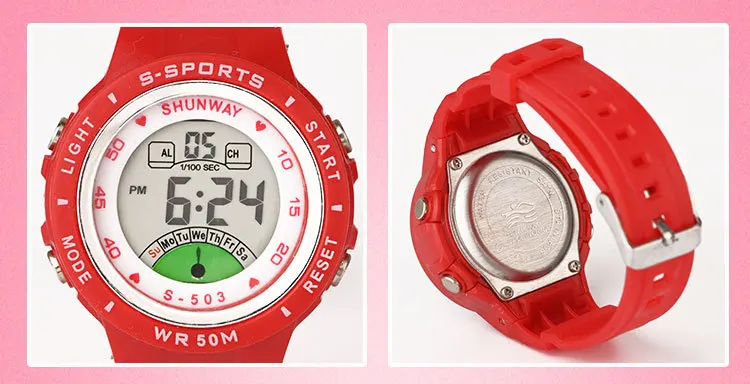 Children Electronic Watch Boys and Girls Macaron Sports Wristwatch Luminous Alarm Clock Multifunctional Kids Fashion Watches