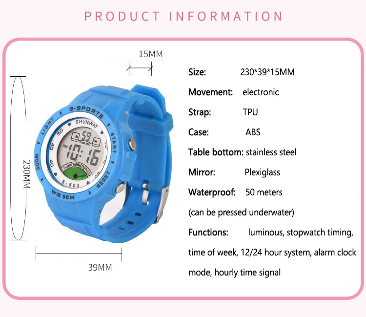Children Electronic Watch Boys and Girls Macaron Sports Wristwatch Luminous Alarm Clock Multifunctional Kids Fashion Watches