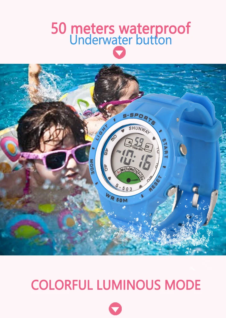 Children Electronic Watch Boys and Girls Macaron Sports Wristwatch Luminous Alarm Clock Multifunctional Kids Fashion Watches