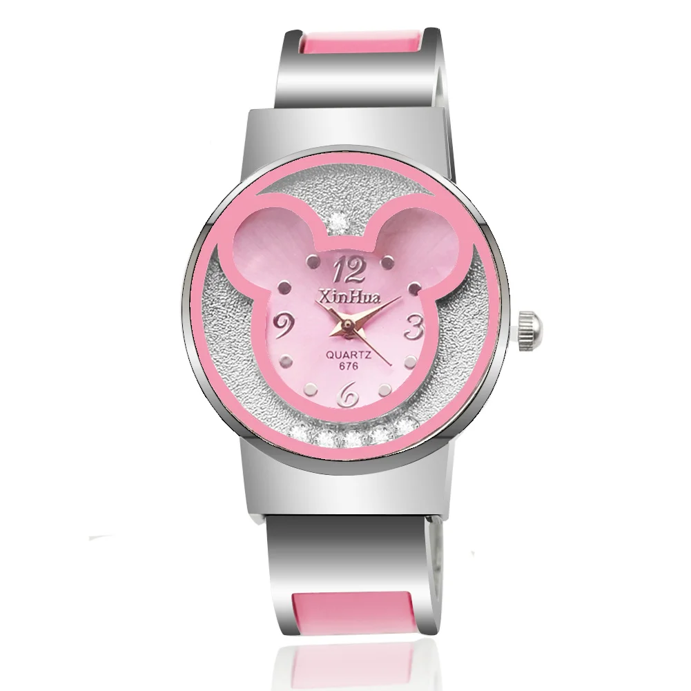 Children's Quartz Watch For Mickey Mouse Cartoon Stainless Steel Bracelet Kids Student Boy Girl Cute Wristwatches Clock Gift