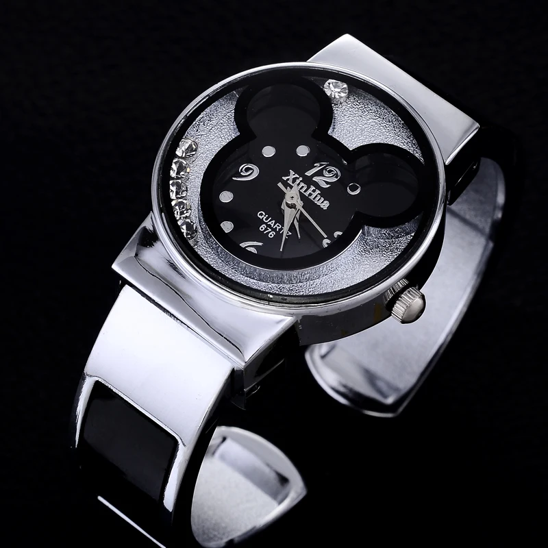 Children's Quartz Watch For Mickey Mouse Cartoon Stainless Steel Bracelet Kids Student Boy Girl Cute Wristwatches Clock Gift