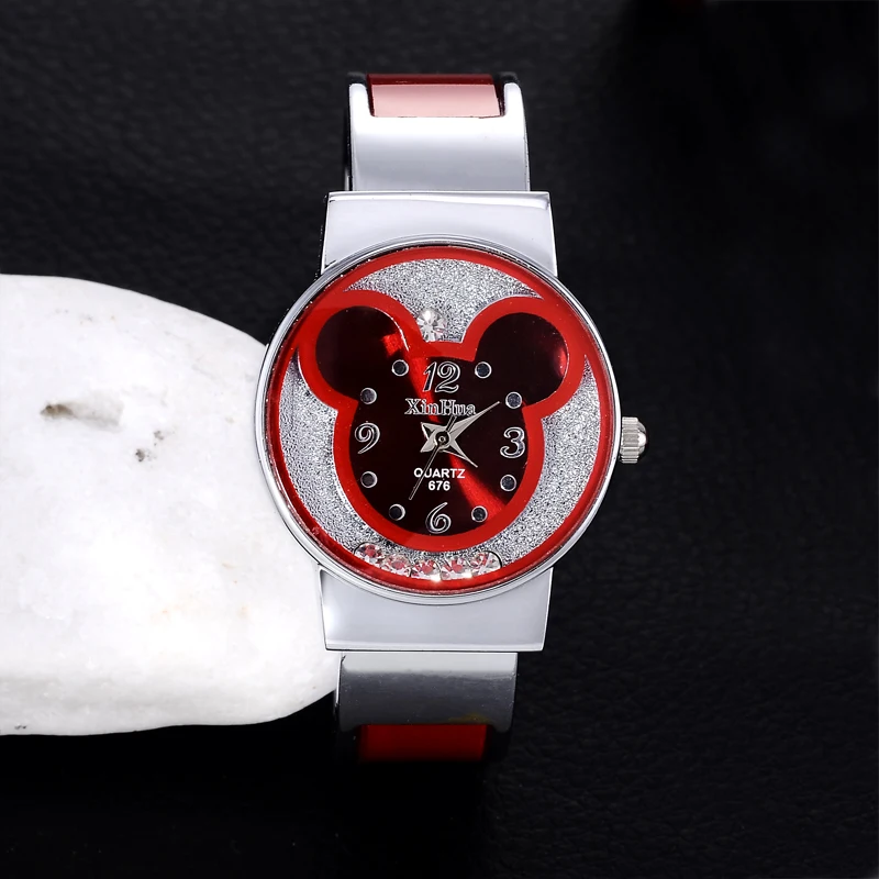 Children's Quartz Watch For Mickey Mouse Cartoon Stainless Steel Bracelet Kids Student Boy Girl Cute Wristwatches Clock Gift