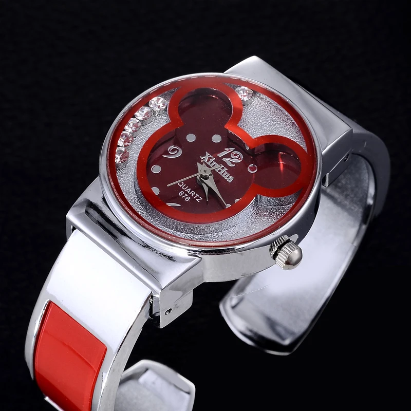 Children's Quartz Watch For Mickey Mouse Cartoon Stainless Steel Bracelet Kids Student Boy Girl Cute Wristwatches Clock Gift